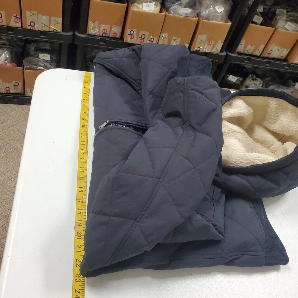 North Face Mens Cuchilla Quilted Jacket Size L Blue Insulated Fleece Lined Hood
